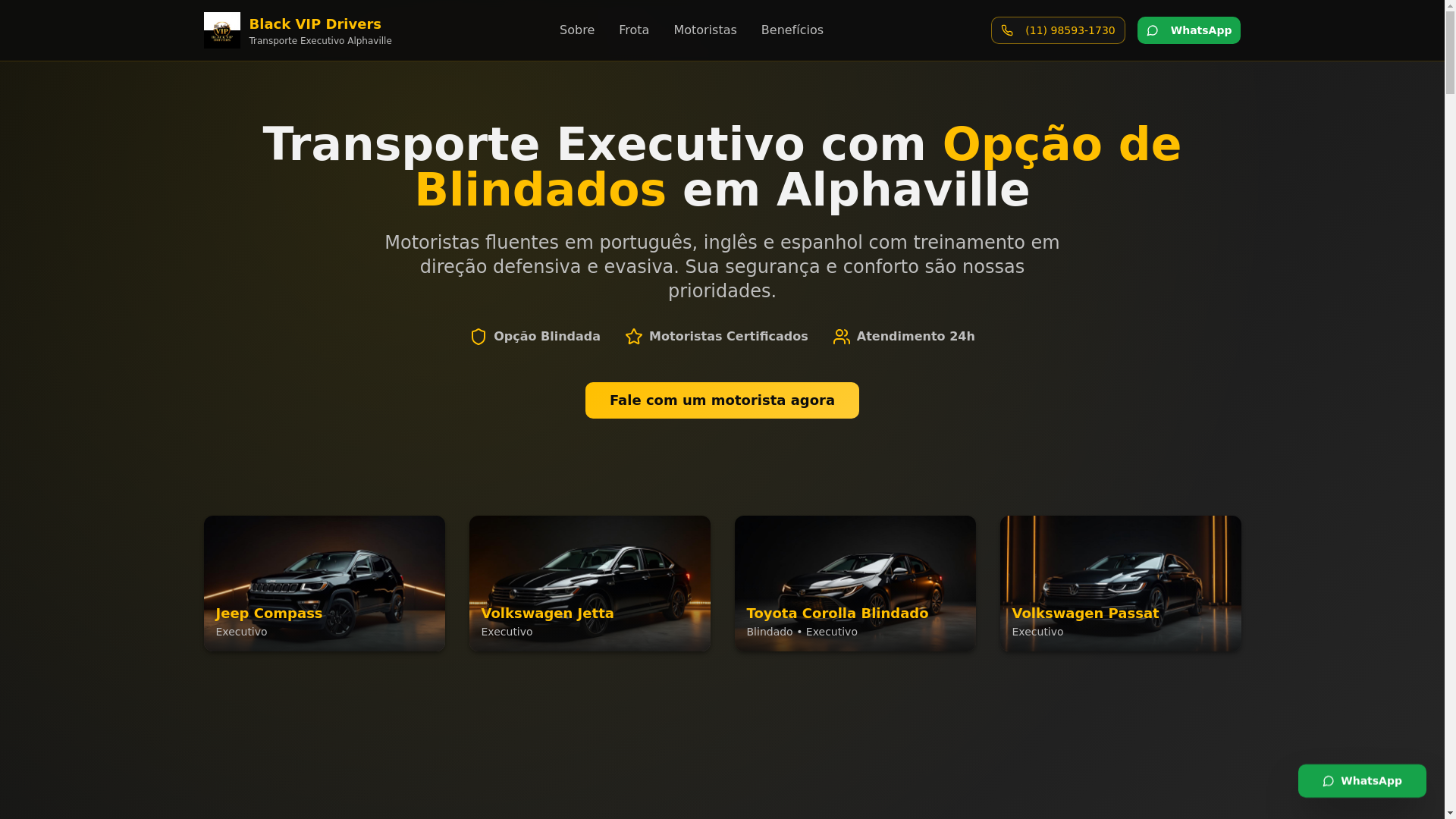 website screenshot of https://blackvipdrivers.com.br/