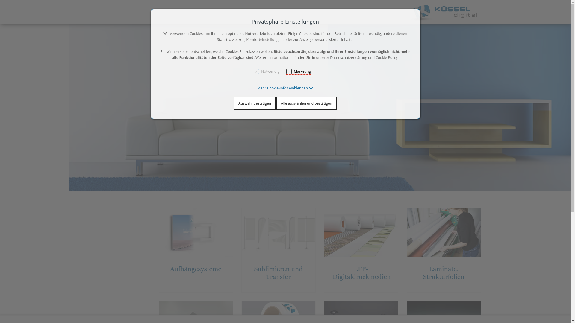 website screenshot of https://www.kuessel-digital.cc/