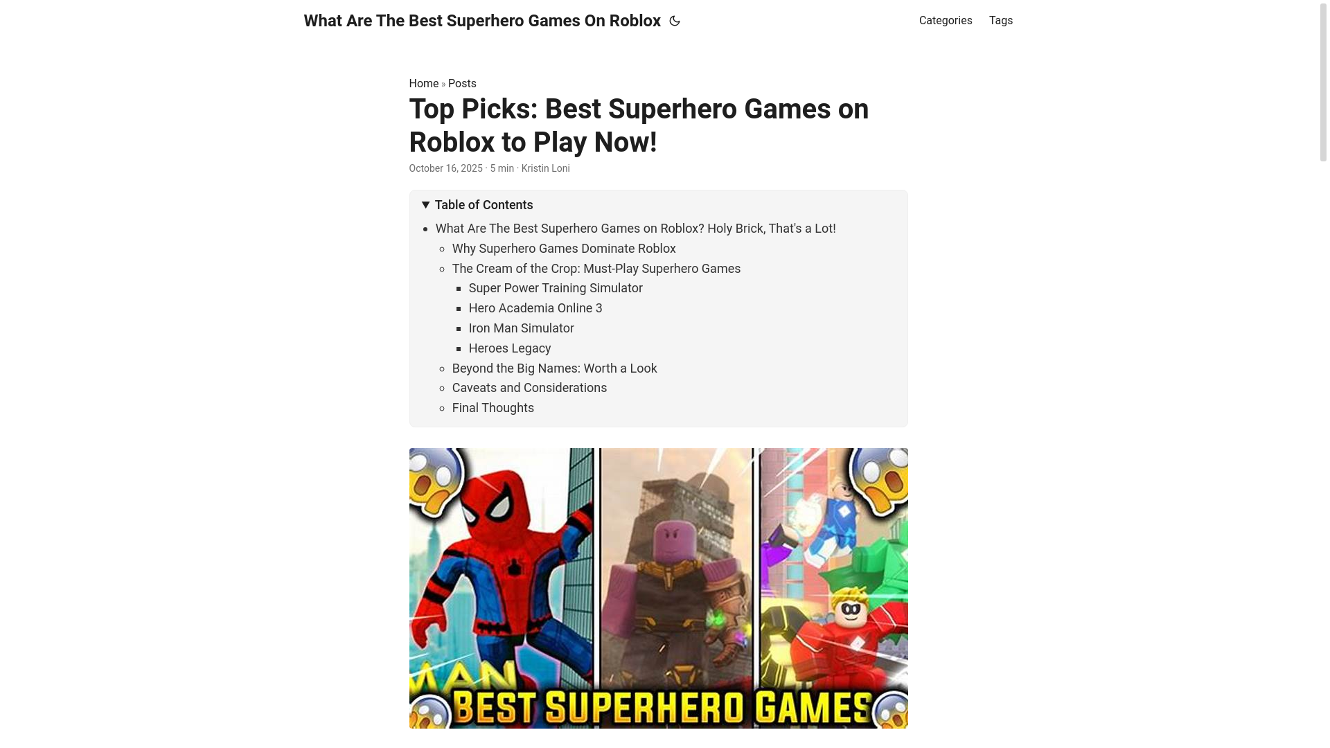 website screenshot of https://what-are-the-best-superhero-games-on-roblox.pages.dev/