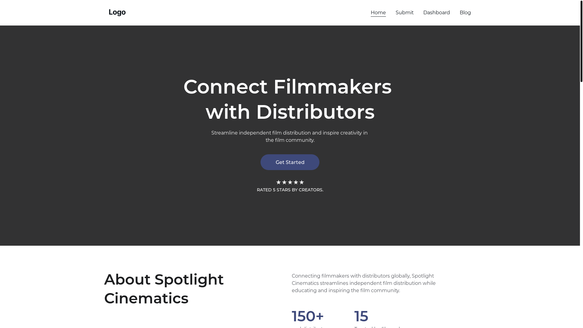 website screenshot of https://spotlightcinematics.com/