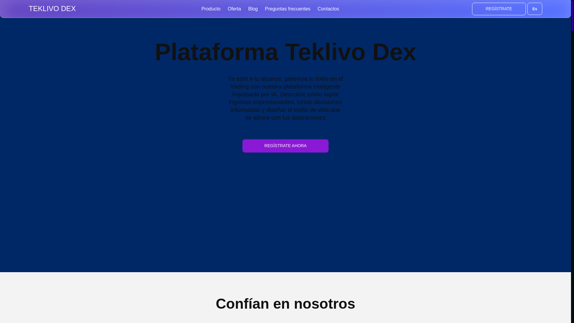 website screenshot of https://teklivo-dex.com/