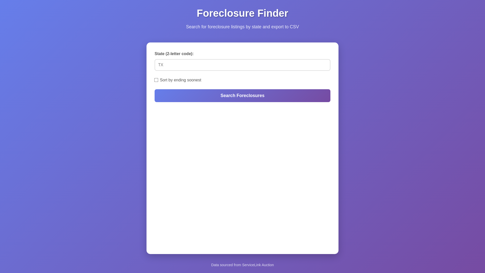 website screenshot of https://foreclosurefinder.app/