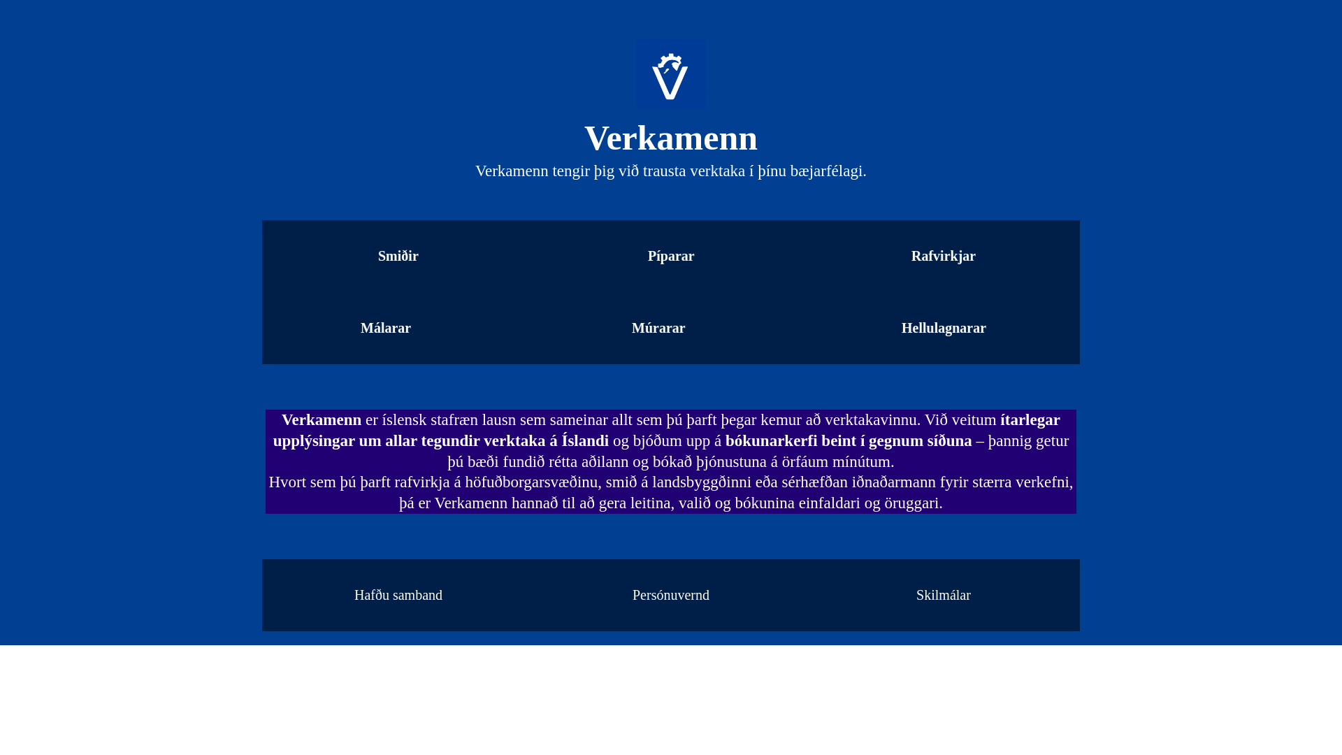 website screenshot of https://verktakinnthinn.is/