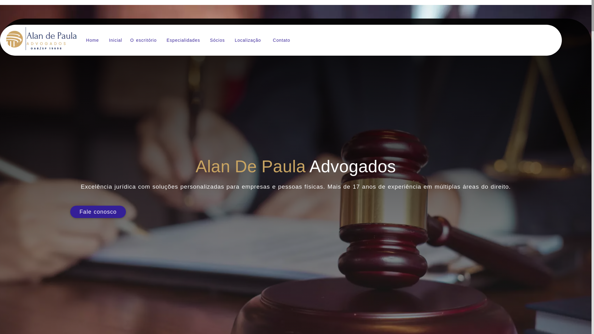website screenshot of https://alandepaulaadvogado.com.br/