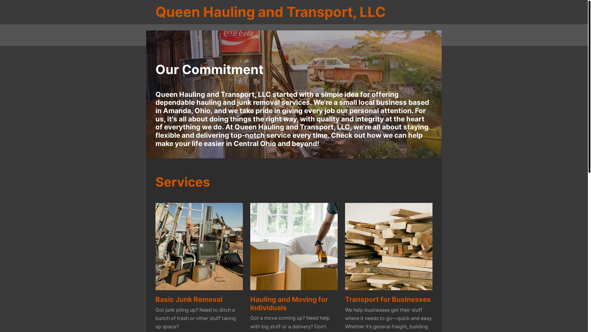 website screenshot of https://queenhaulingohio.com/