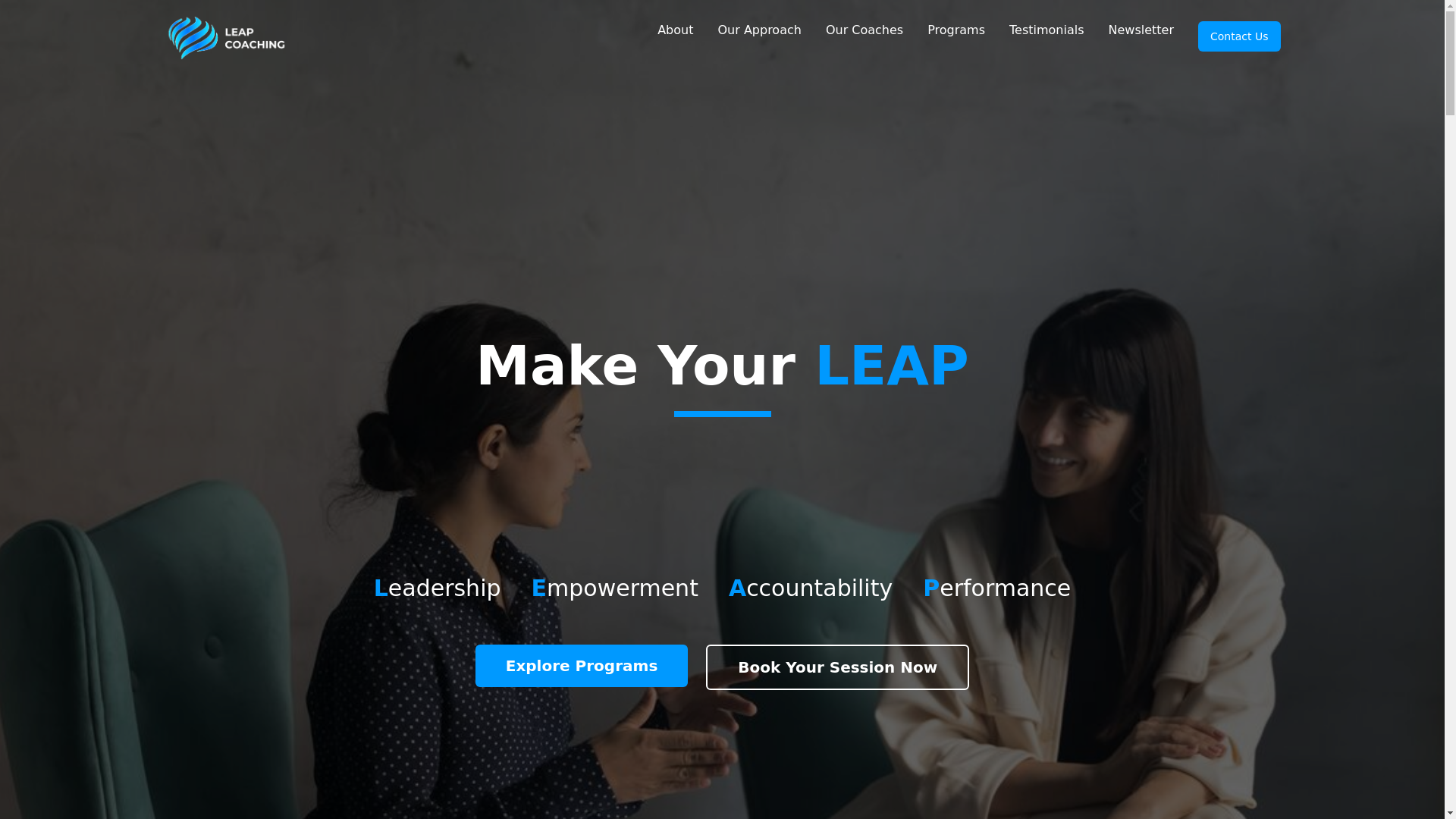 website screenshot of https://leapcoachingpro.com/