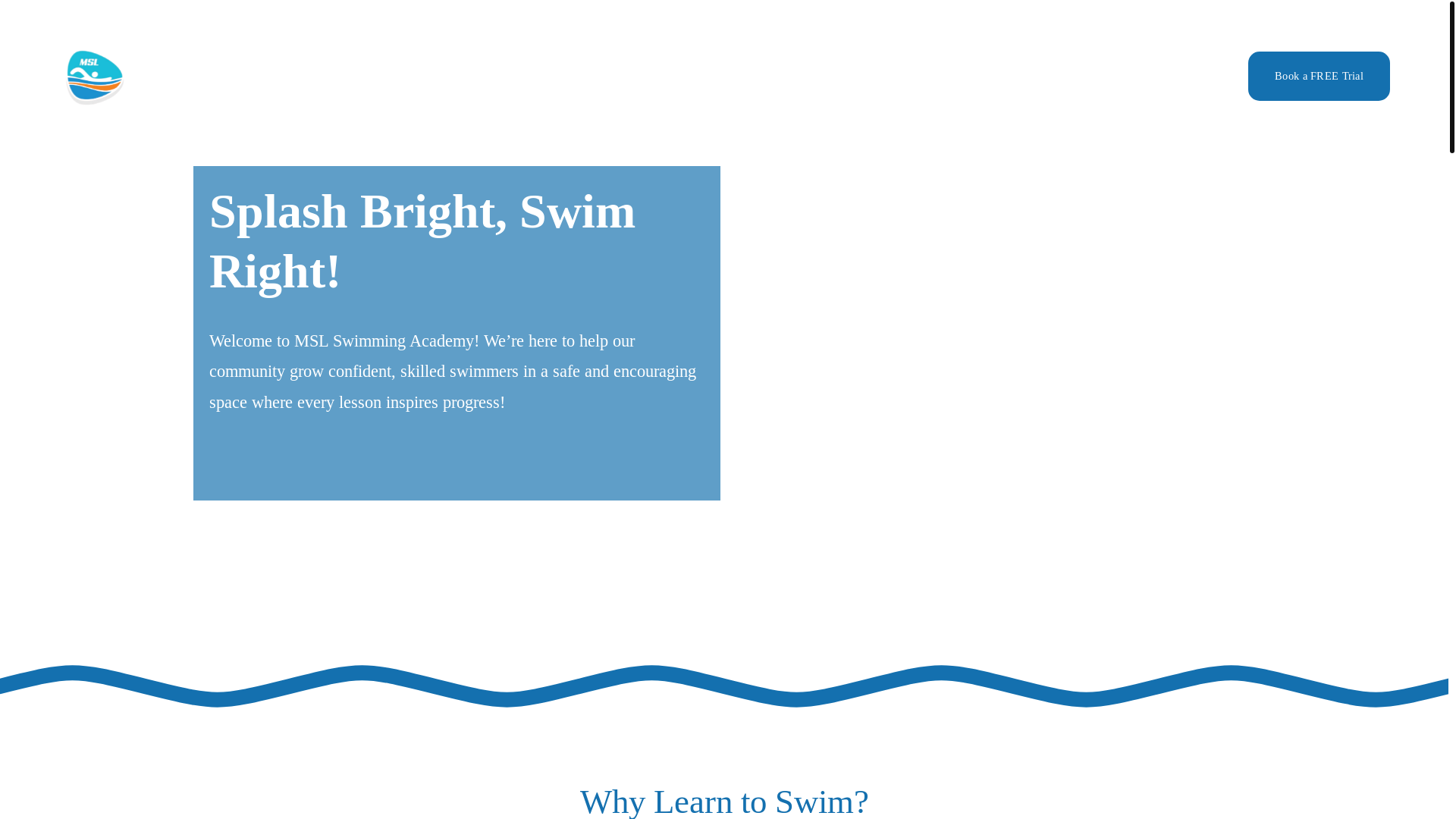 website screenshot of https://mslswimmingacademy.org/