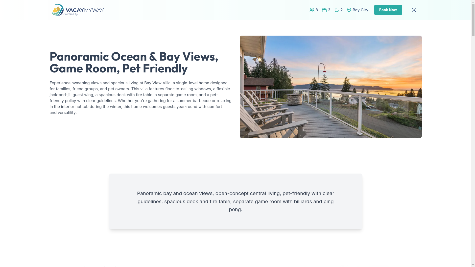 website screenshot of https://tranquilbaycity.vacations/