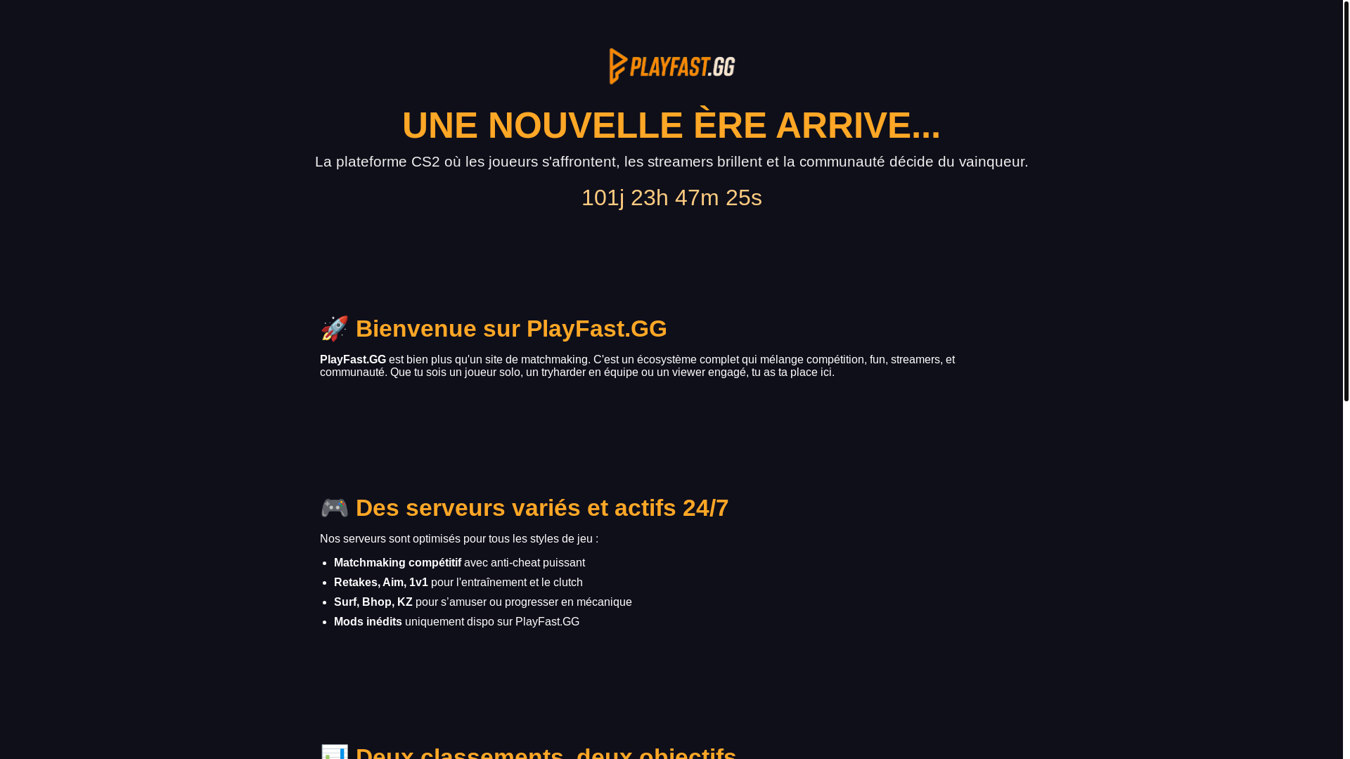 website screenshot of https://playfast.gg/