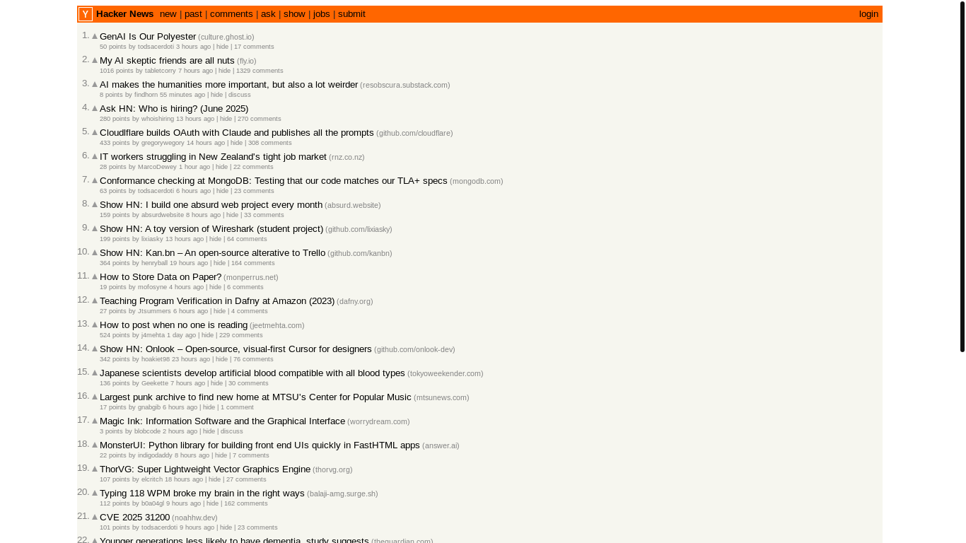 website screenshot of https://news.ycombinator.com/
