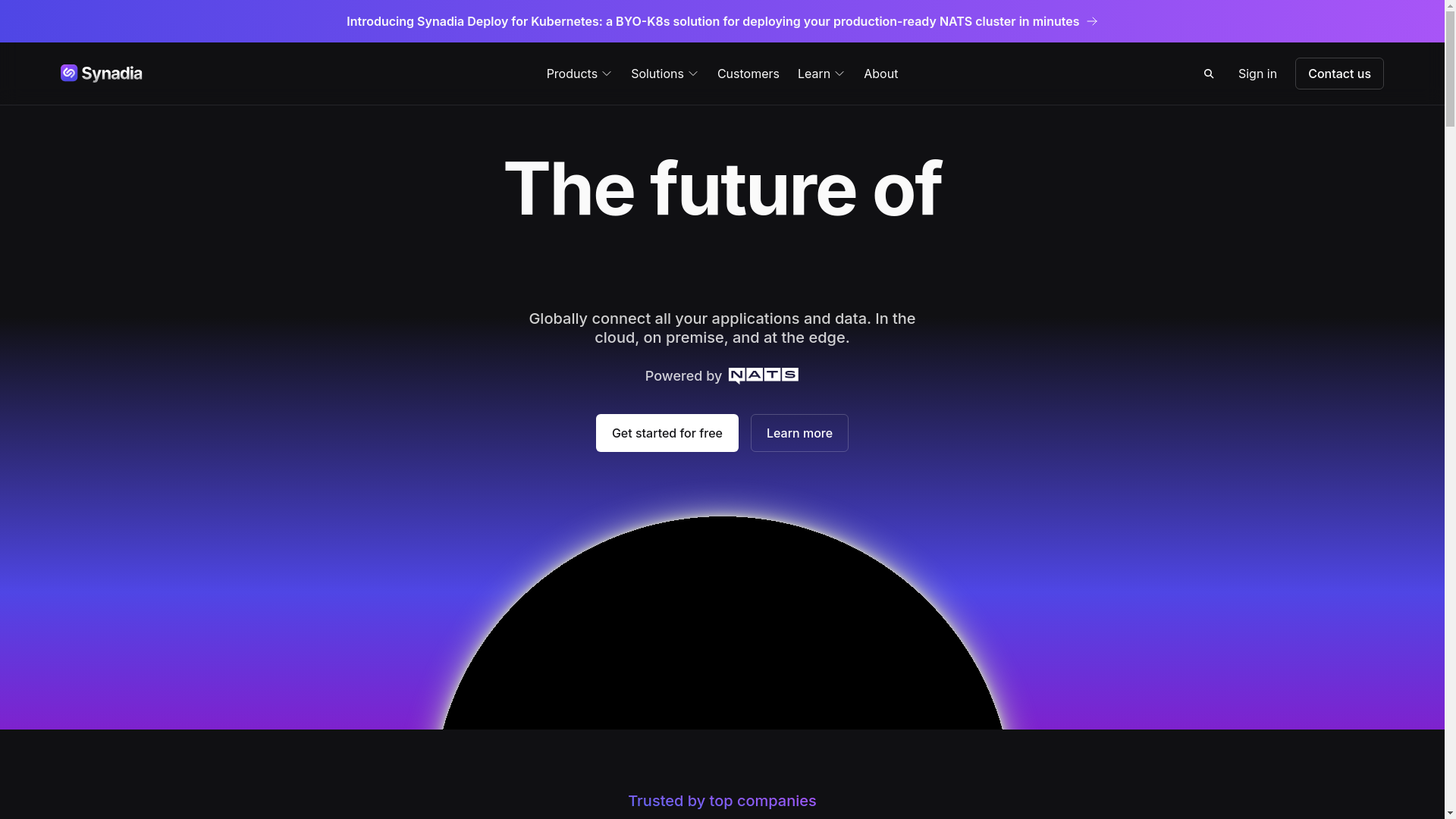 website screenshot of https://synadia.com/