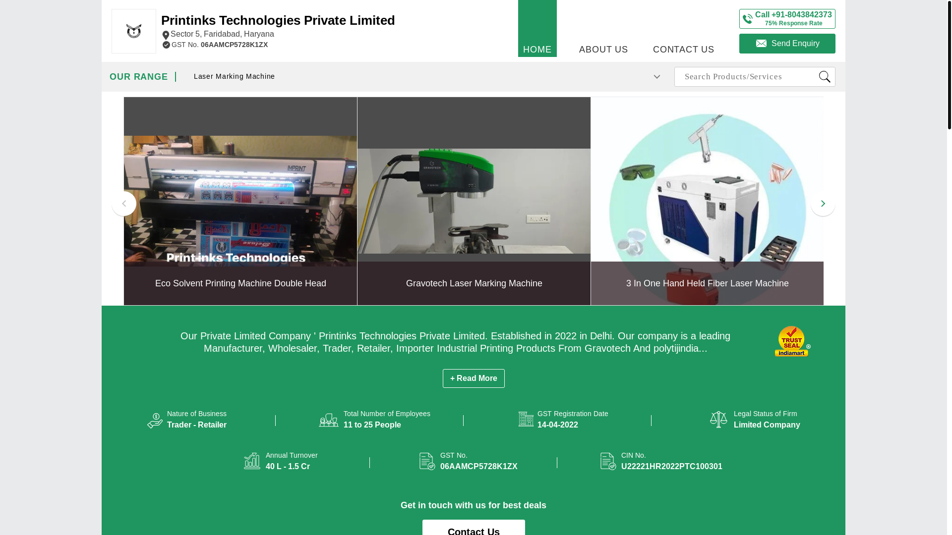 website screenshot of https://printinkstechnologies.in/