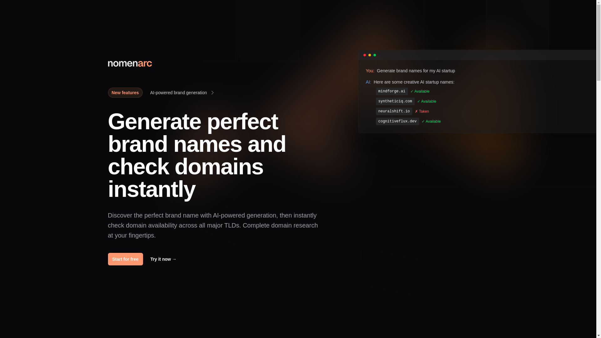 website screenshot of https://nomenarc.com/