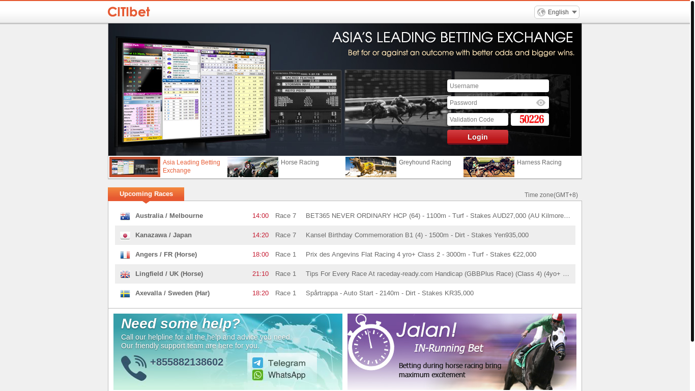 website screenshot of https://citibet.com/