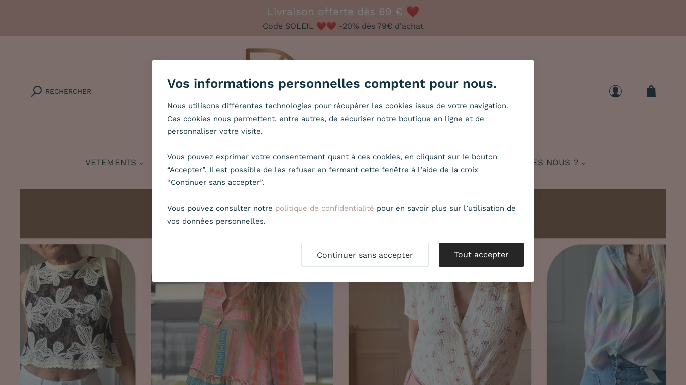 website screenshot of https://parfaitement.shop/