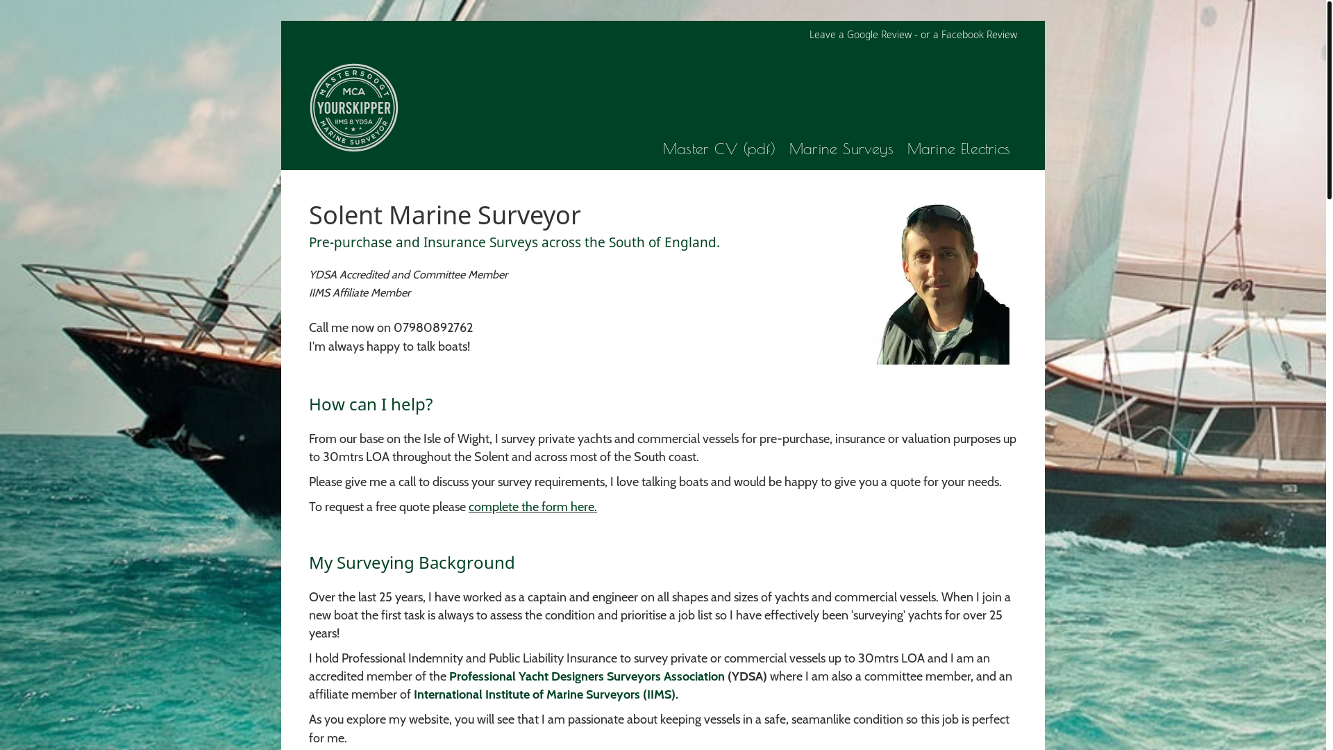 website screenshot of https://scottishyachtsurveyor.com/