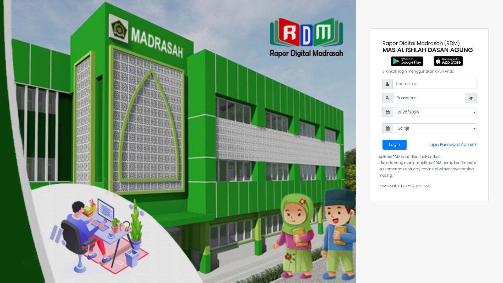 website screenshot of https://maalishlahdasanagung.my.id/