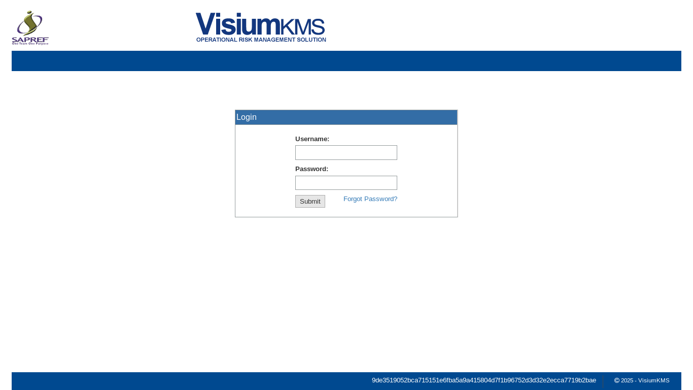 website screenshot of https://sapref.visiumkms.cloud/Tracker/Workflow/Step/MOC-25-45