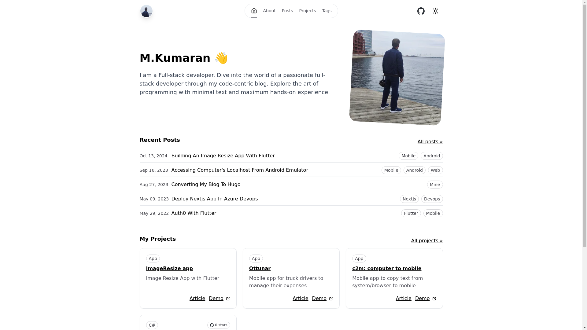 website screenshot of https://mkumaran.pages.dev/