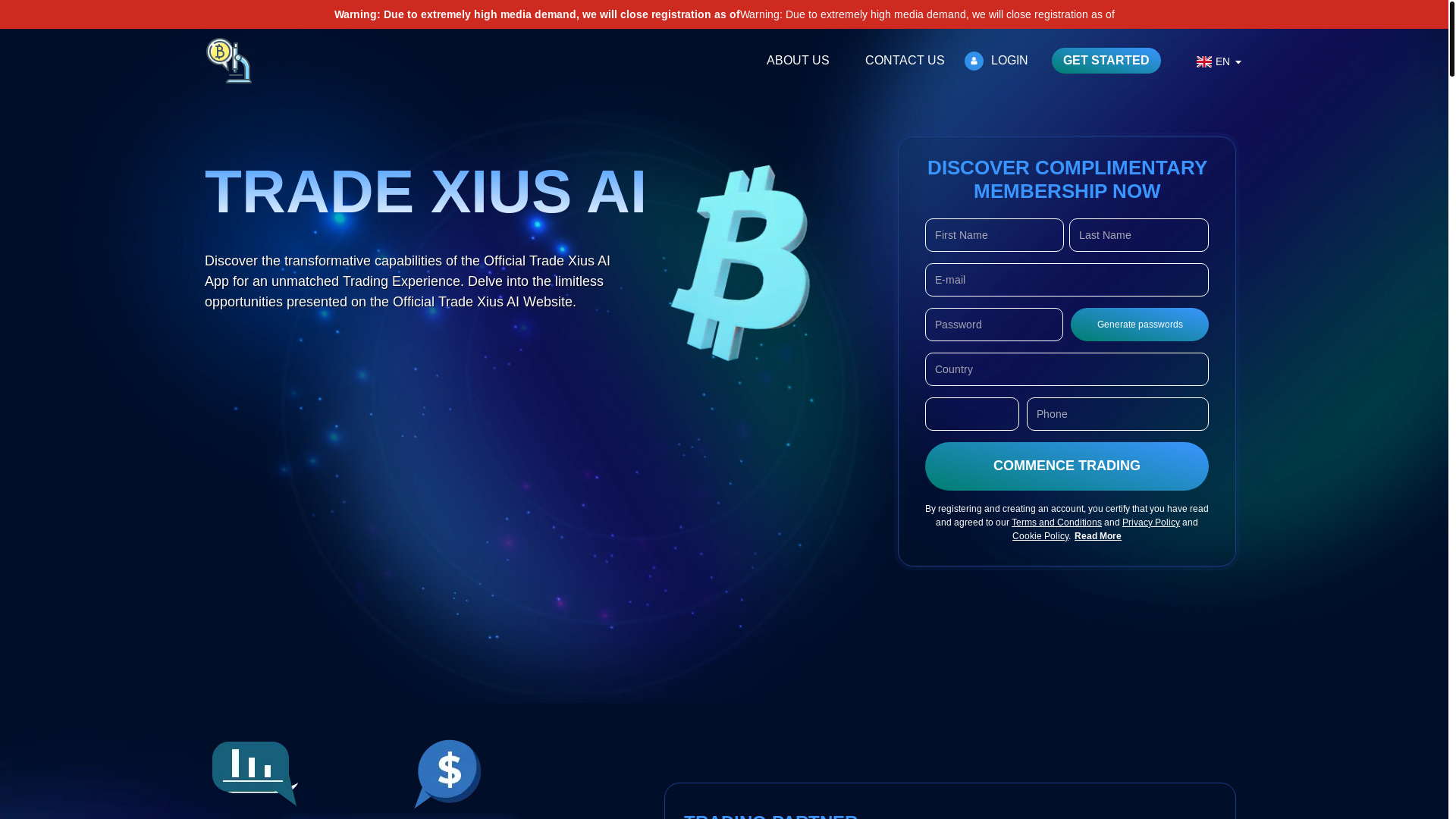 website screenshot of http://tradexius-ai-solution.com/