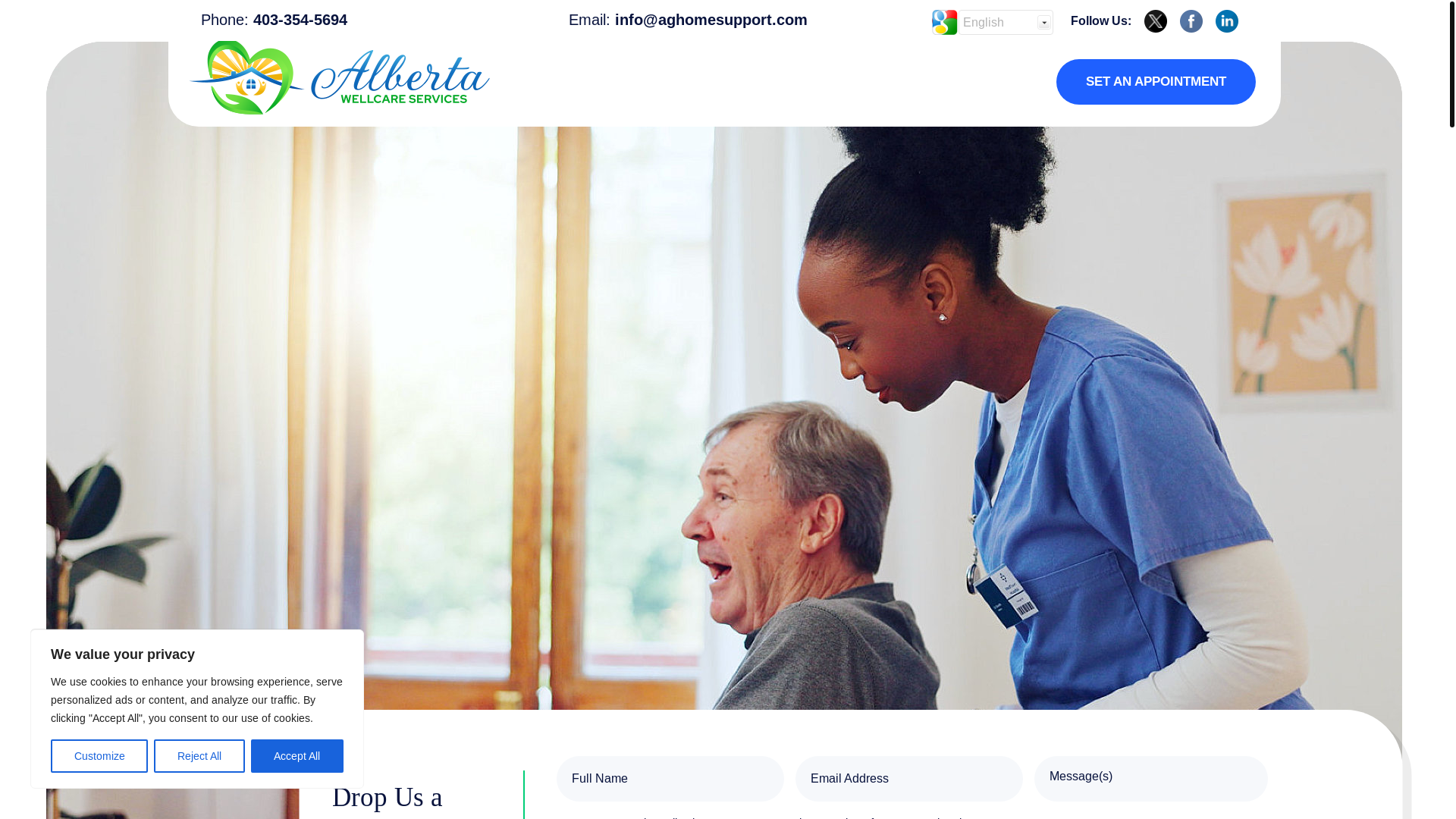 website screenshot of https://awellcareservices.com/