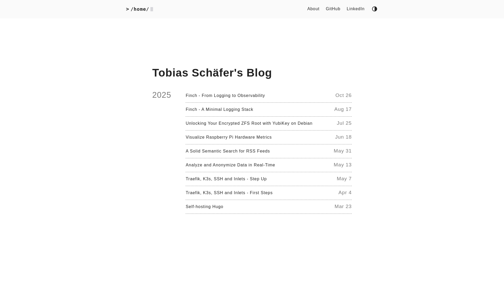website screenshot of https://blog.tschaefer.org/