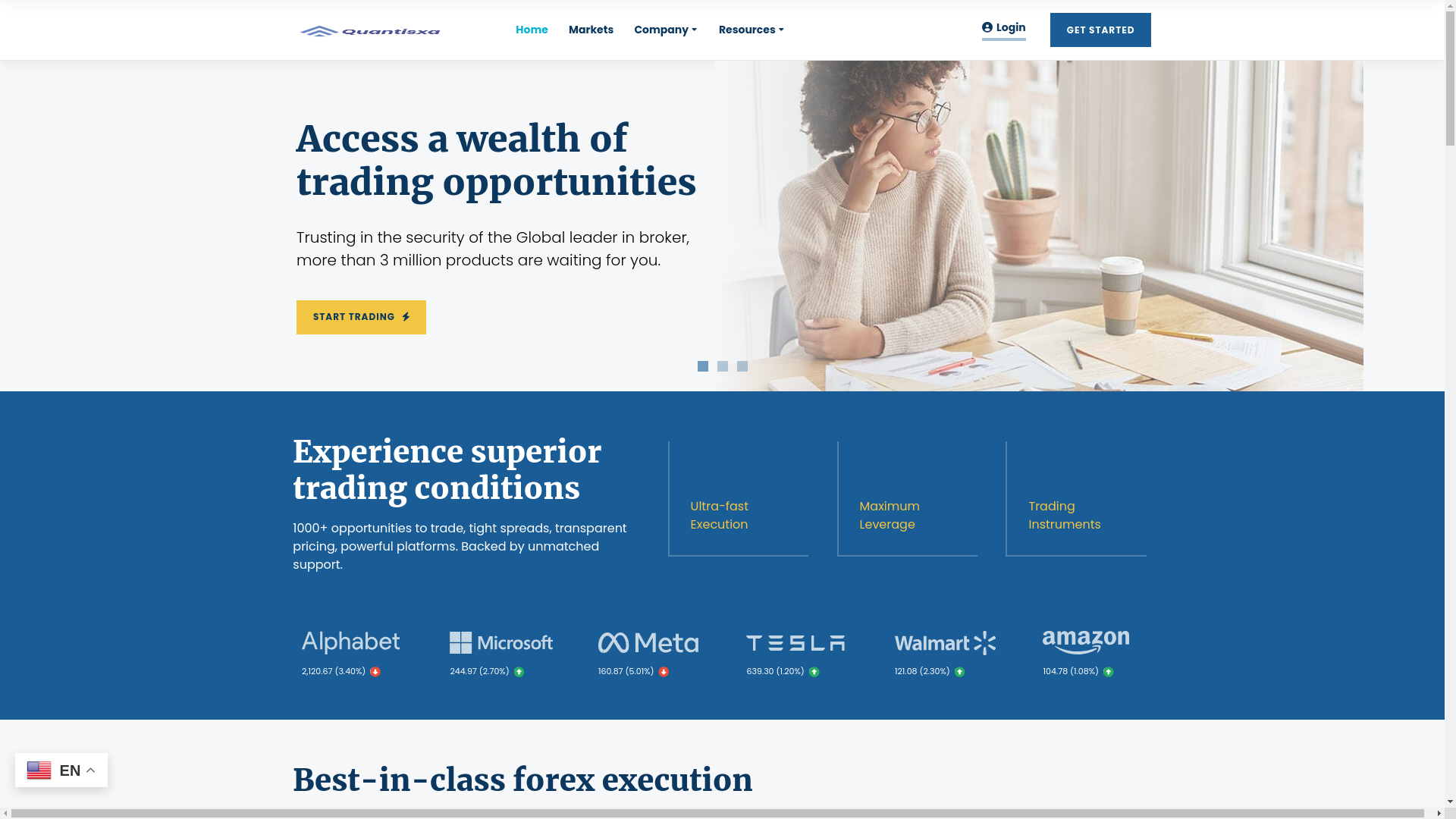 website screenshot of https://quantxsa.com/