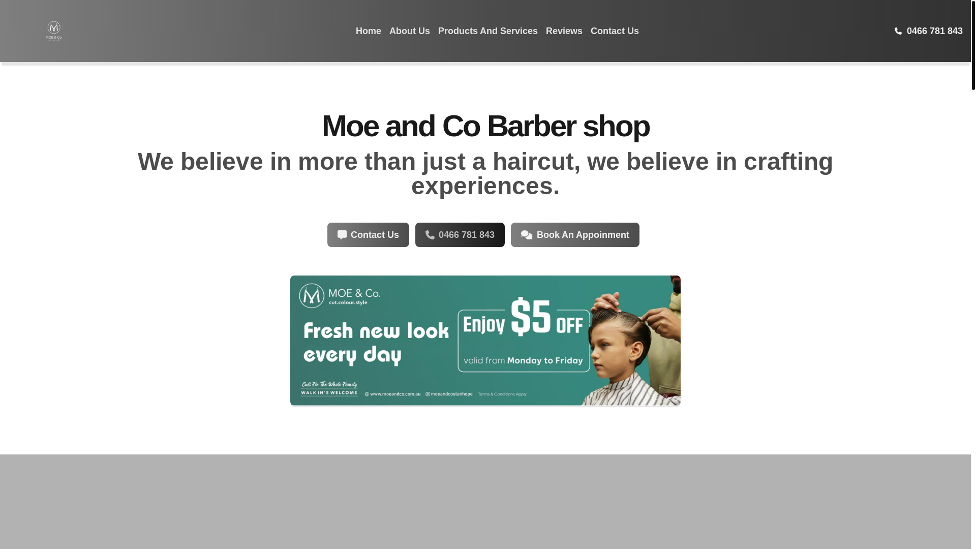 website screenshot of https://proximity-moeandcobarbers-6854c210fd72.pages.dev/