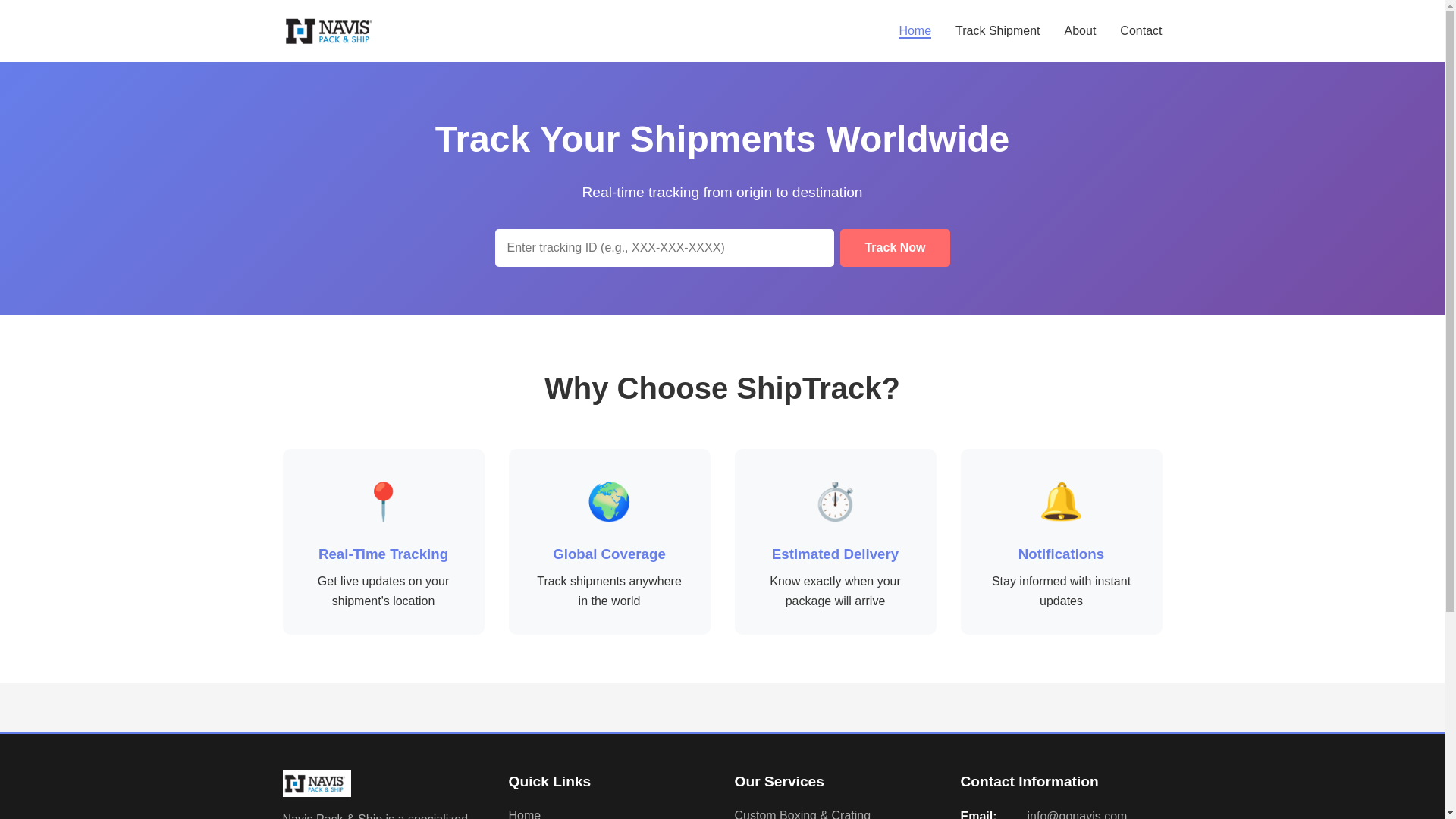 website screenshot of https://navispackandships.org/