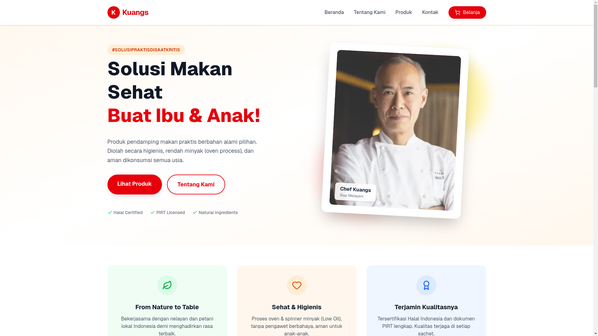 website screenshot of https://kuangs.store/