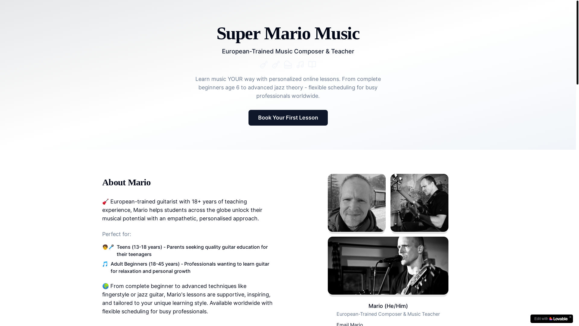website screenshot of https://supermariomusic.com/