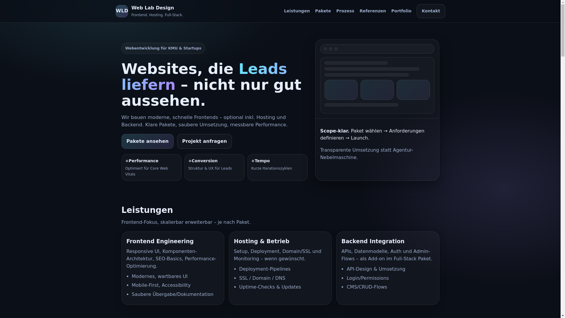 website screenshot of https://wldgmbh.pages.dev/