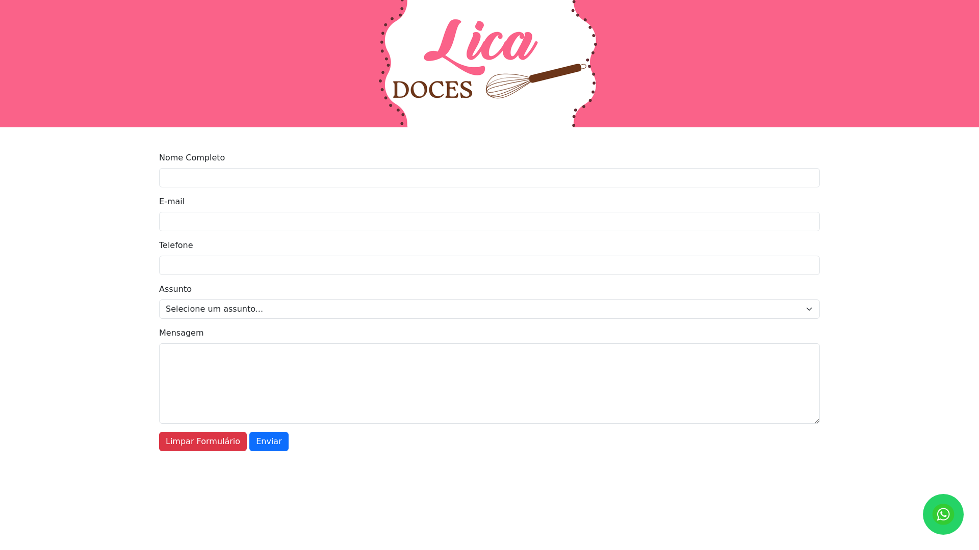 website screenshot of https://licadoces.com.br/