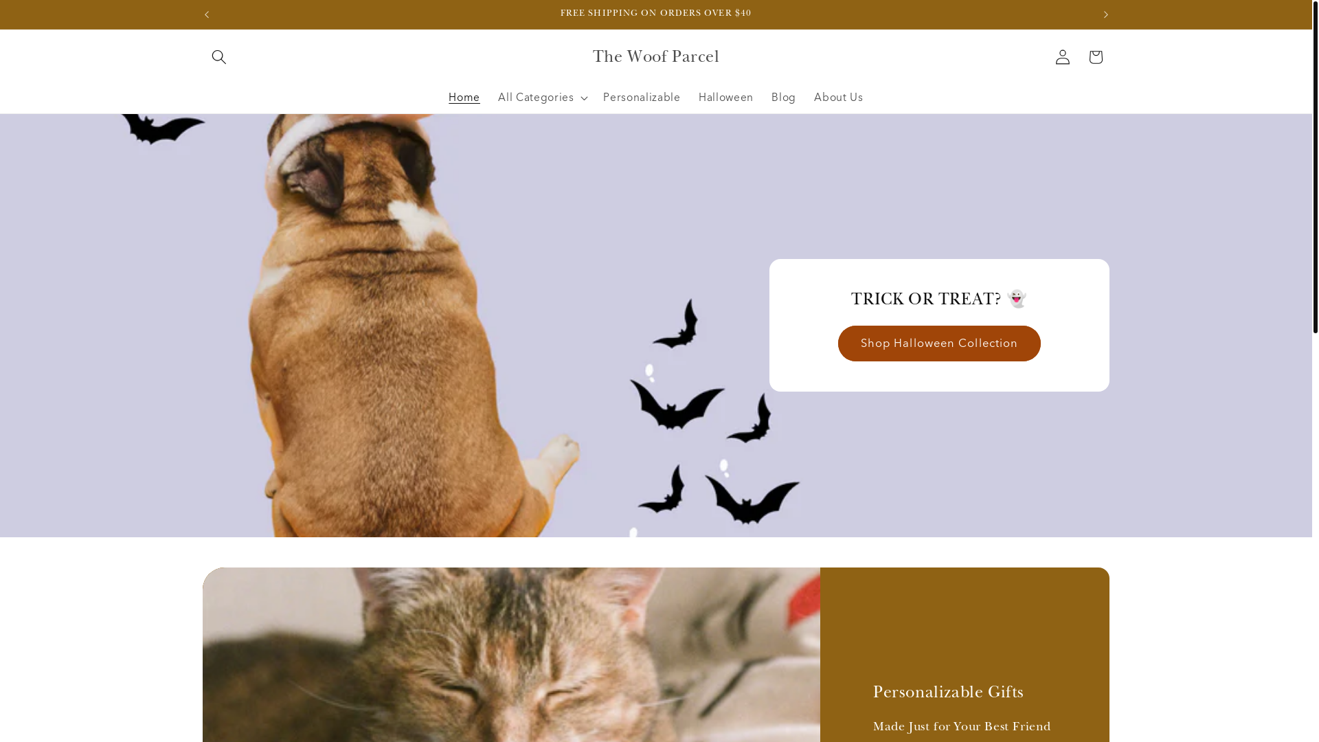 website screenshot of https://thewoofparcel.com/