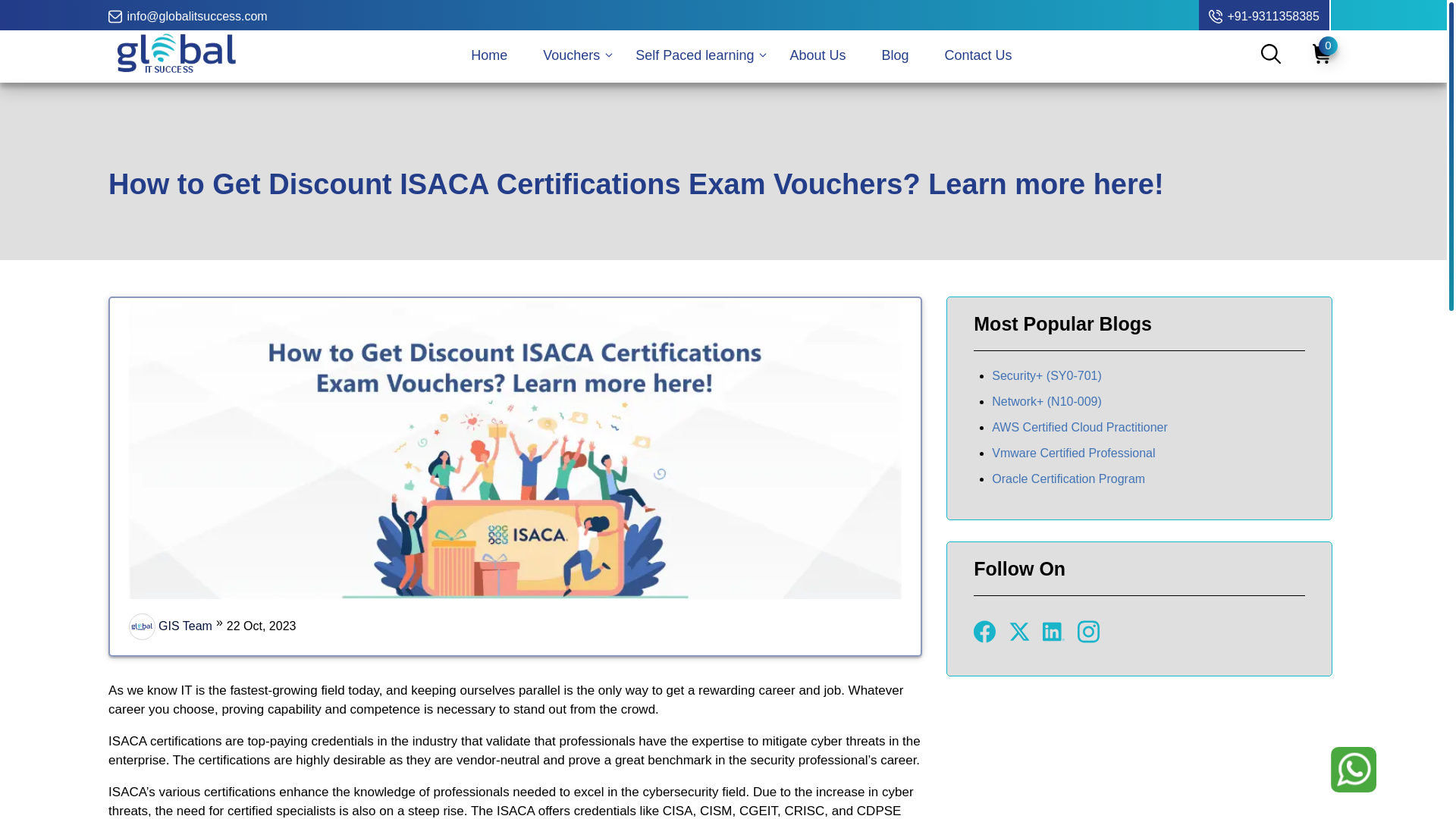 website screenshot of https://www.globalitsuccess.com/blogs/get-discount-isaca-certifications-exam-vouchers