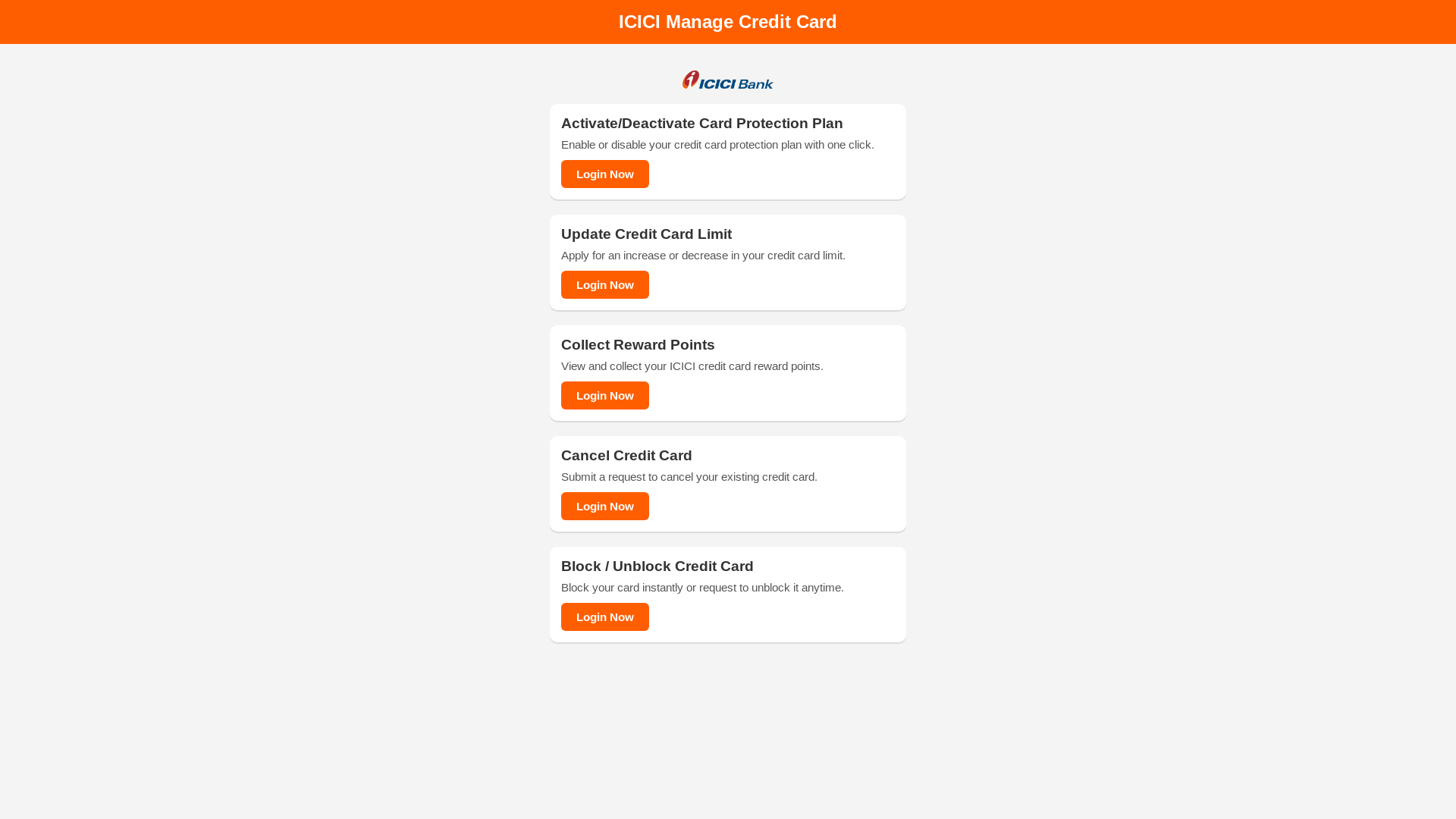 website screenshot of https://managecard.info/