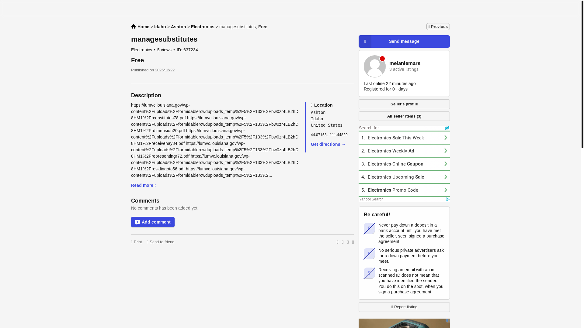 website screenshot of https://www.askmeclassifieds.com/for-sale/electronics/managesubstitutes_i637234