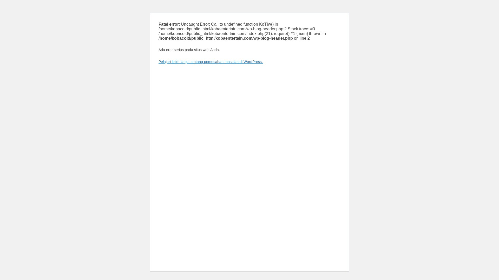 website screenshot of https://kobaentertain.com/