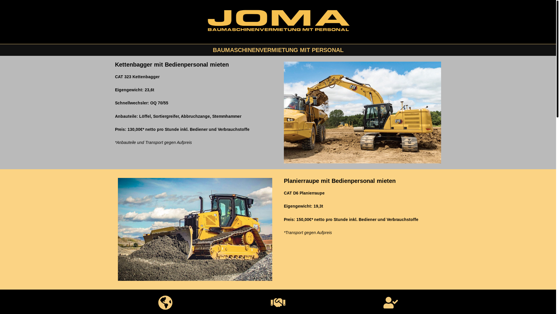 website screenshot of https://joma-baumaschinenvermietung.de/