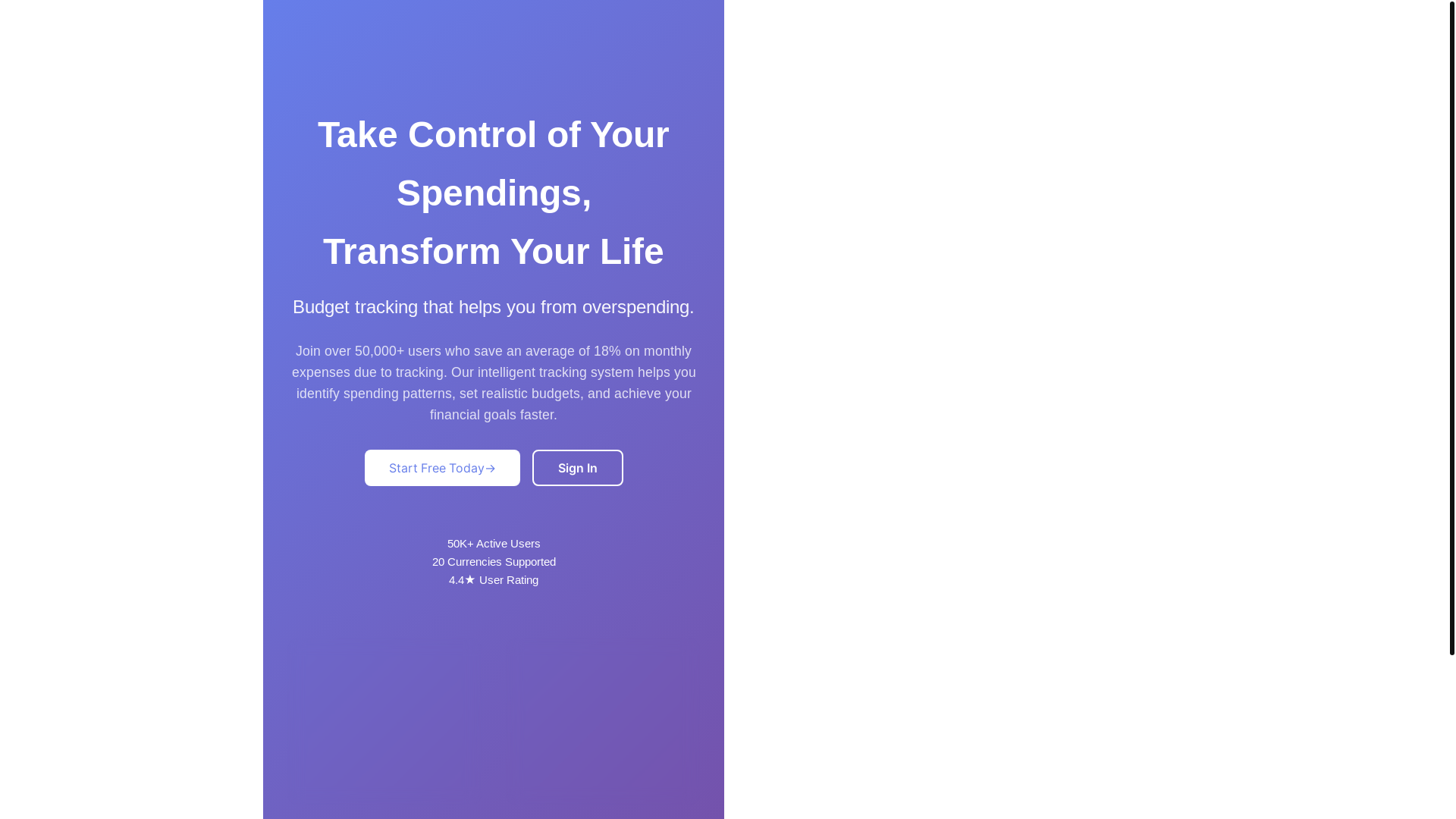 website screenshot of https://expense-planner-frontend.pages.dev/