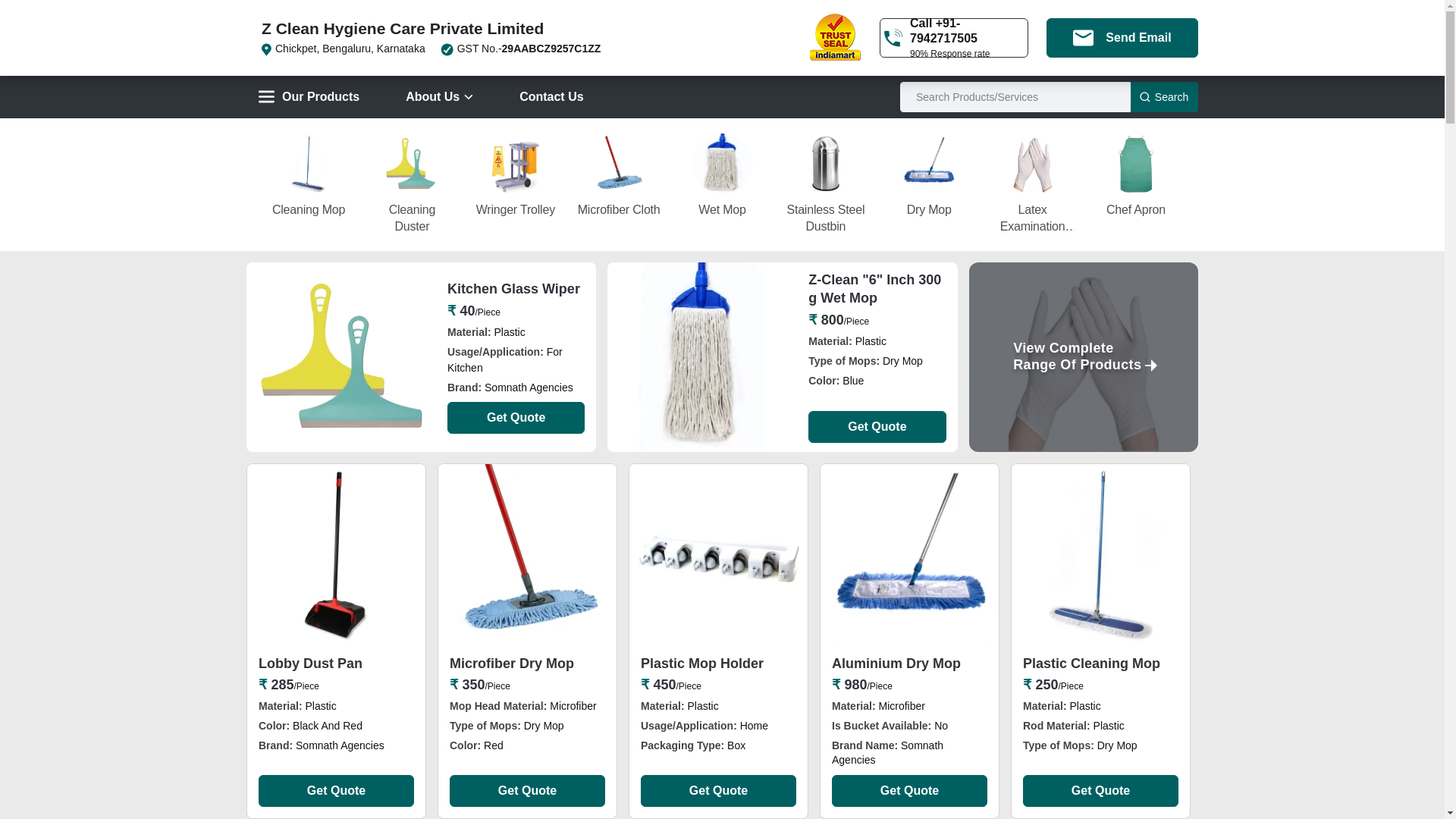 website screenshot of https://zcleanhygiene.com/