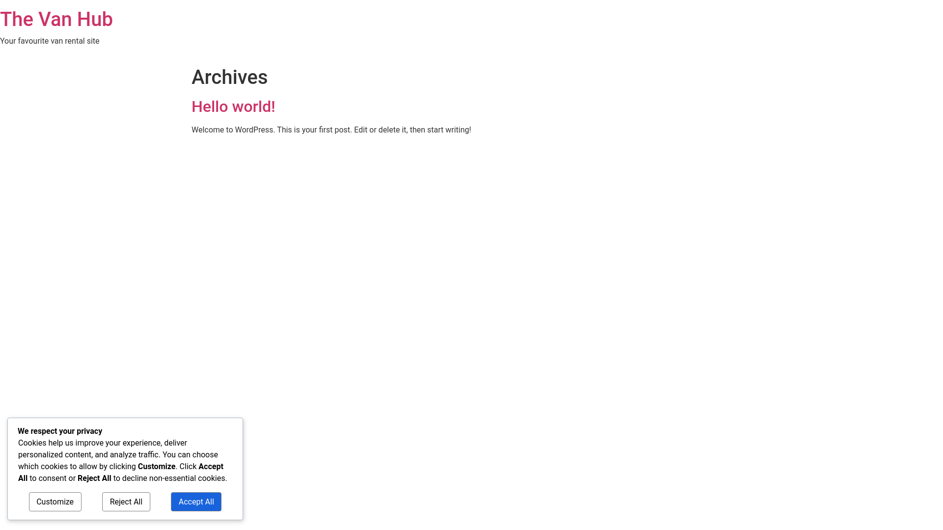 website screenshot of https://thevanhub.cz/