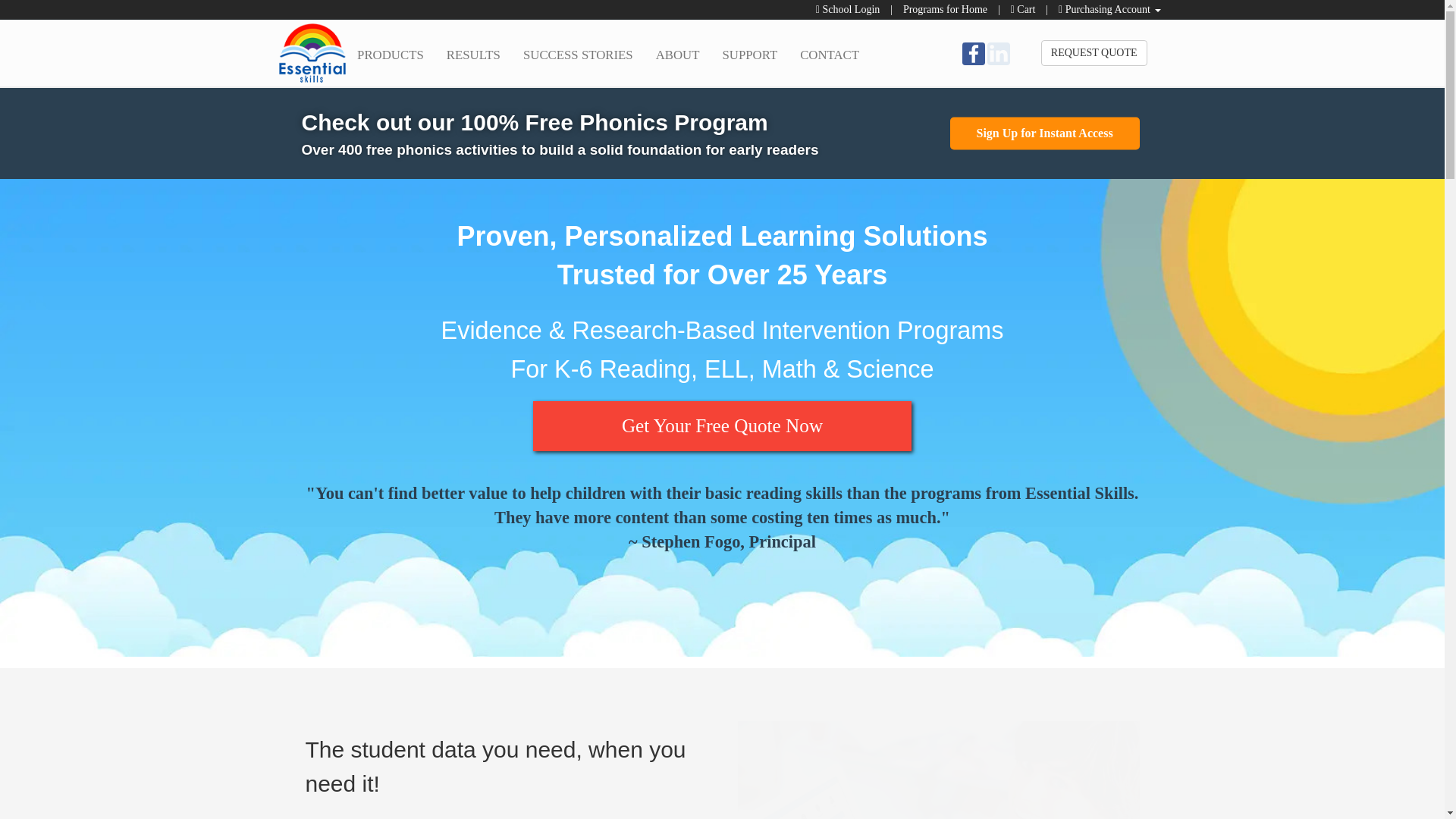website screenshot of https://essentialskills.com/