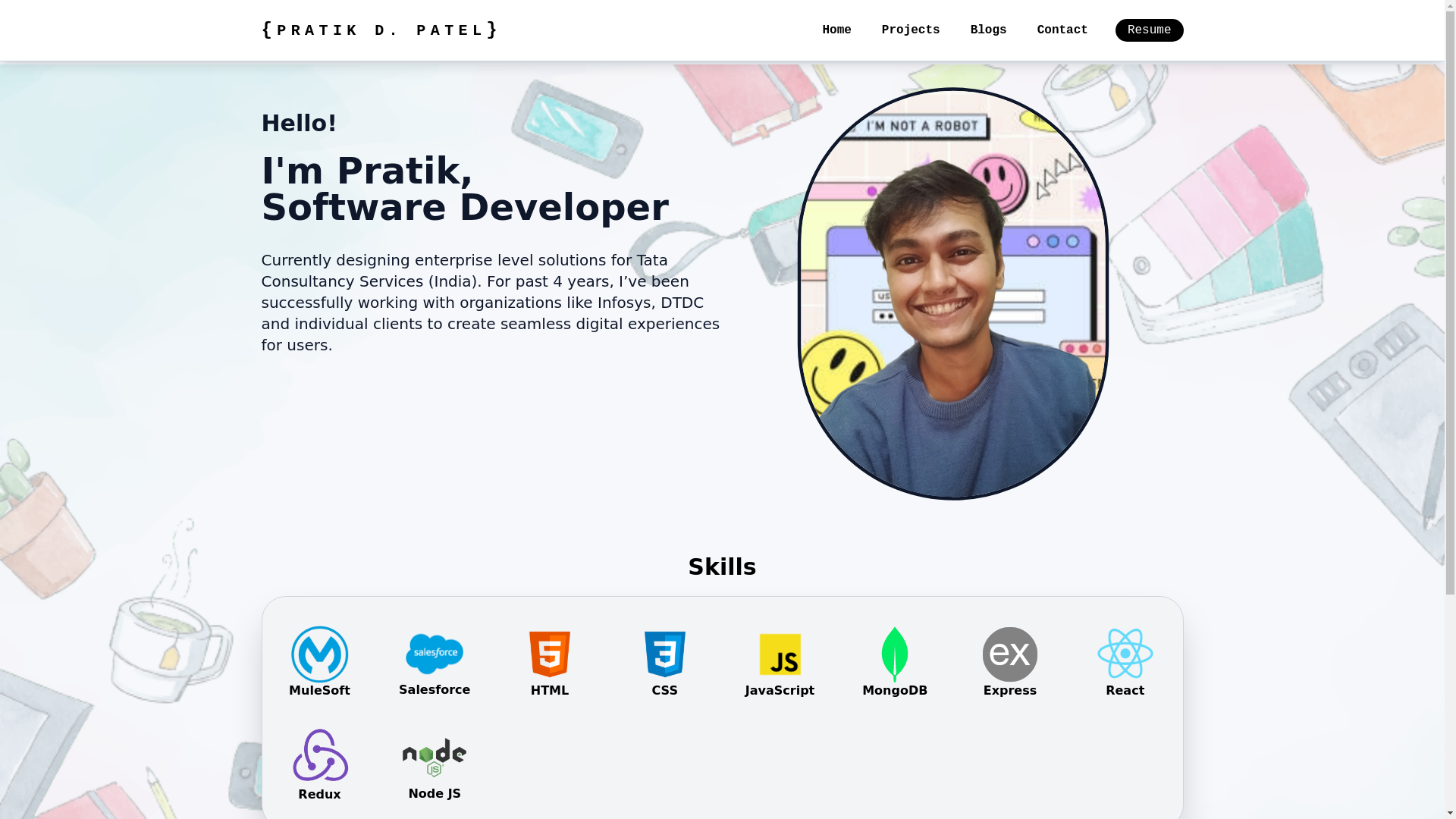 website screenshot of https://pratikdp.com/