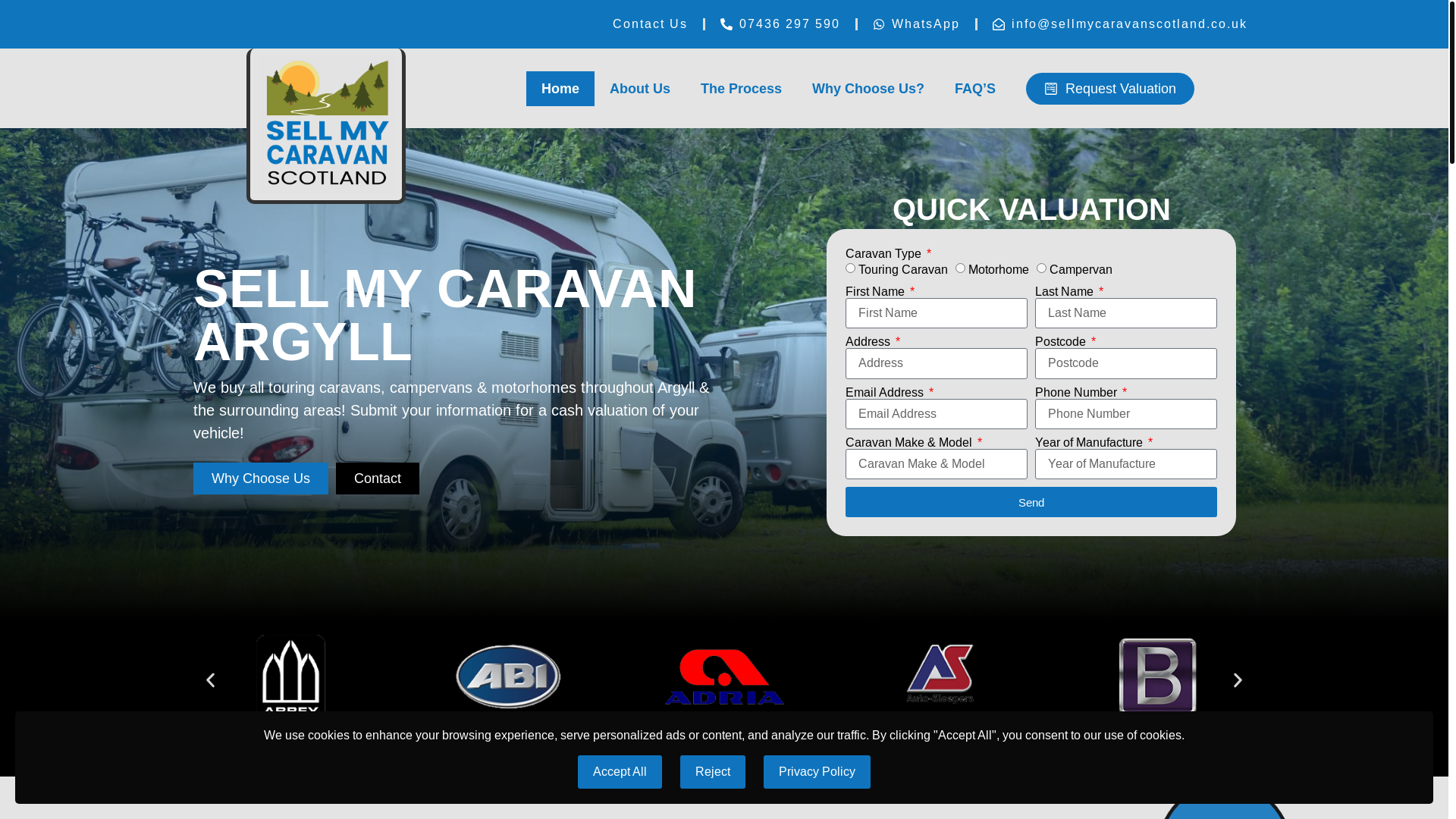 website screenshot of https://caravanbuyerslanark.co.uk/
