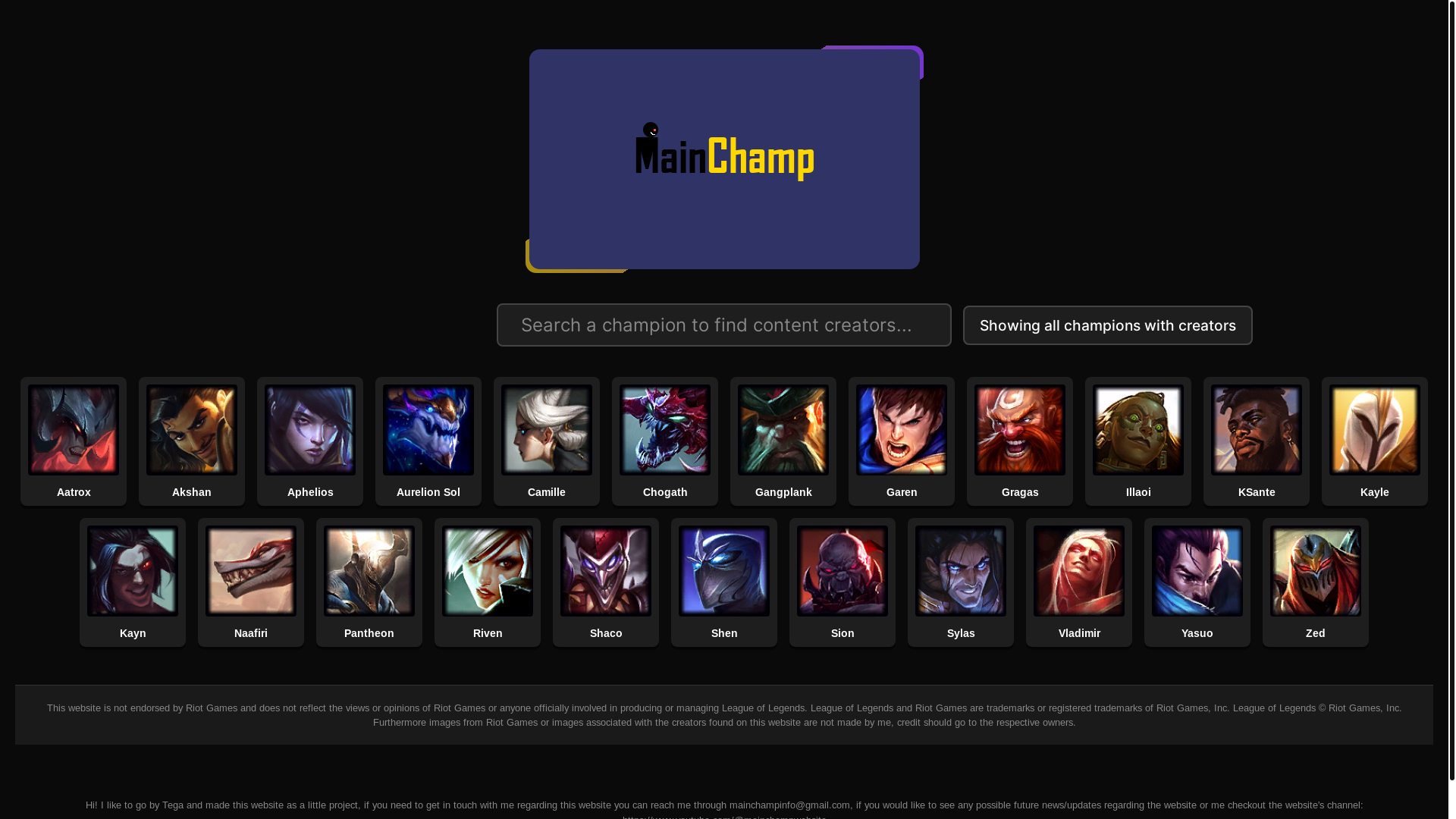 website screenshot of https://mainchamp.pages.dev/