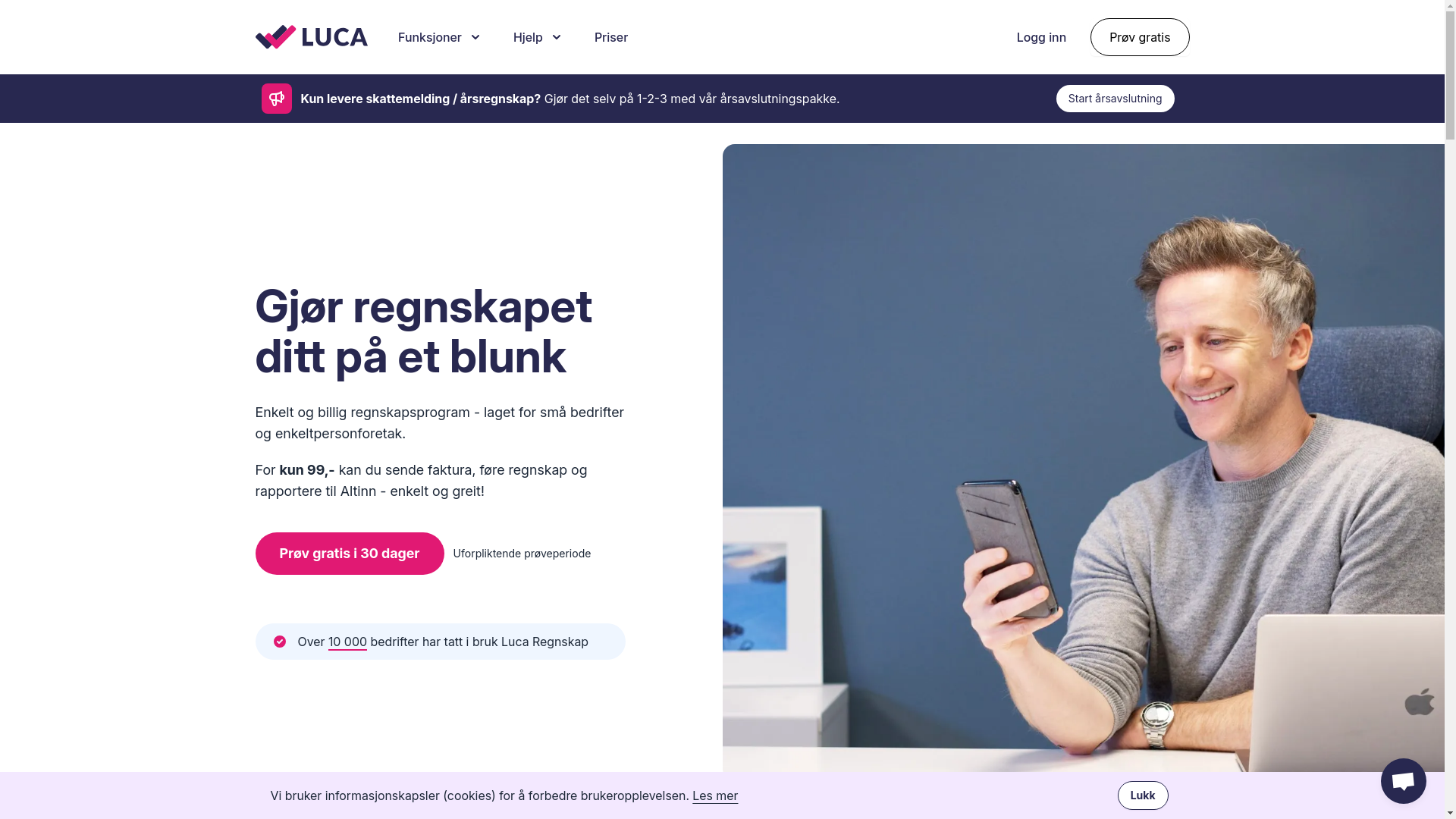 website screenshot of https://www.lucaregnskap.no/