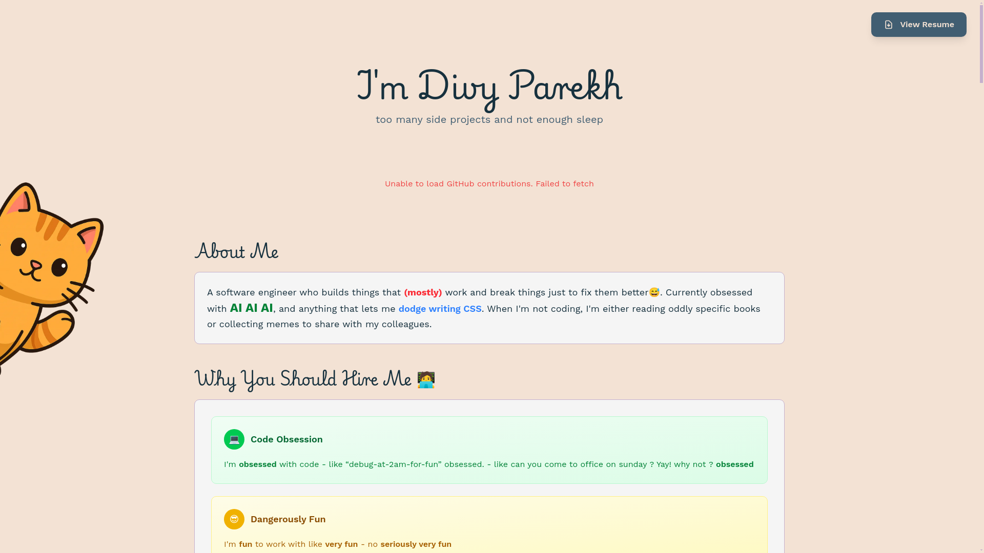 website screenshot of https://divyparekh.me/