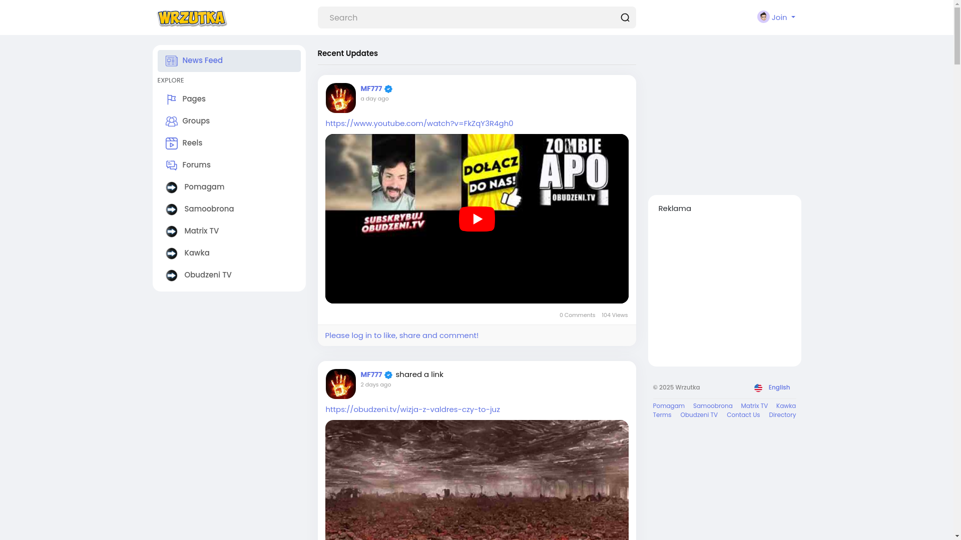 website screenshot of https://wrzutka.obudzeni.tv/