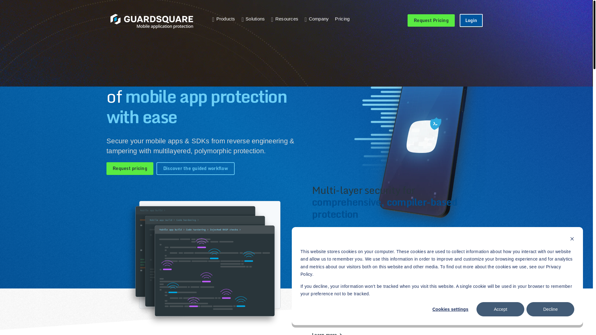 website screenshot of https://guardsquare.com